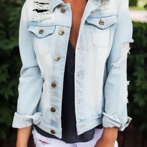 Brand new never worn!  distressed jean jacket!